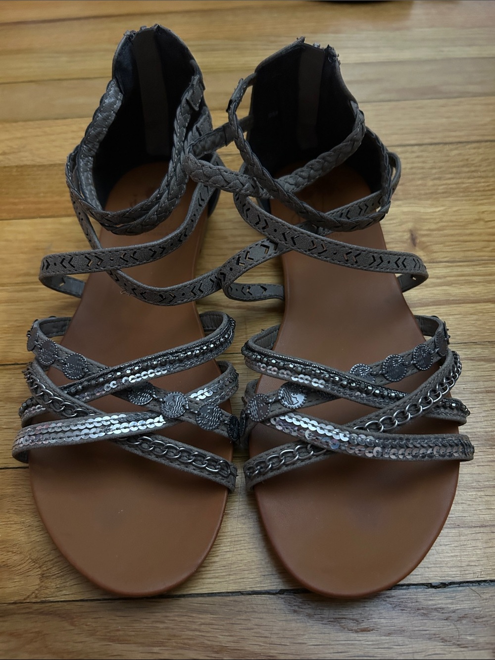 Pewter Gladiator Sandals